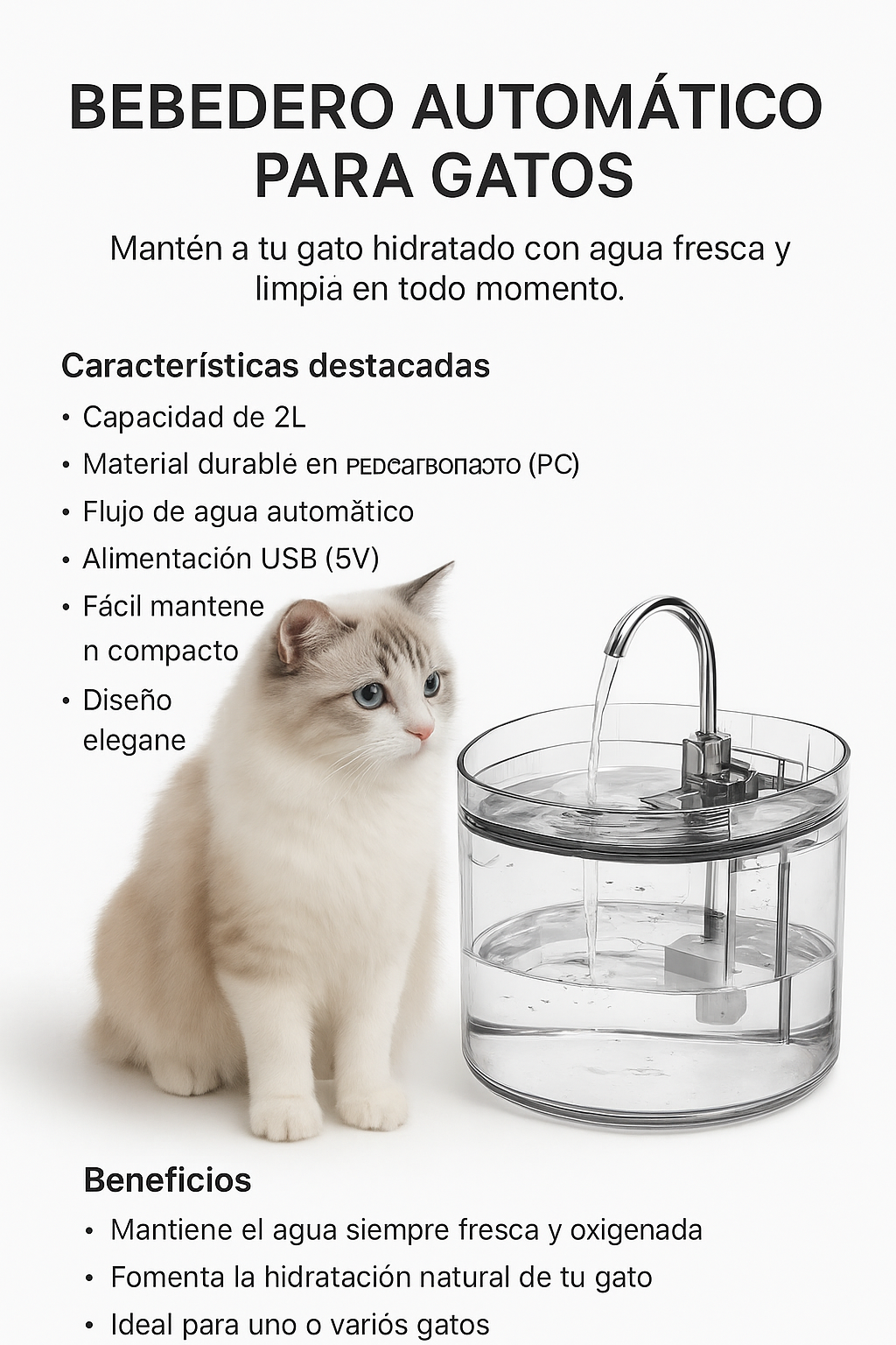 BEBEDERO DE AGUA PARA GATOS